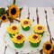 60 PCS Edible Sunflower Cupcake Toppers Edible Flowers Cake Decorations